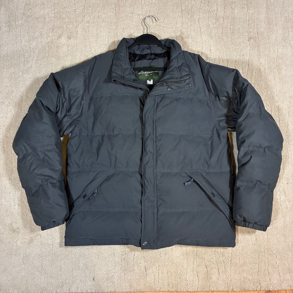 Vintage Eddie Bauer Men L Grey Goose Down Puffer Outerwear Coat/Jacket Gorpcore